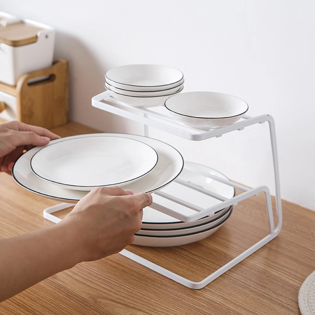 1pc 2 Tier Dish Rack Stainless Steel Kitchen Drainer Cup and Organizer Storage (White) | Дом и сад