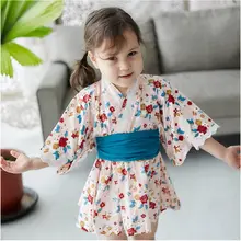 Японские традиционные костюмы, детское кимоно, хлопковый Халат для детей, кимоно, платье с Obi Yukata, танцевальная одежда для девушек Z947