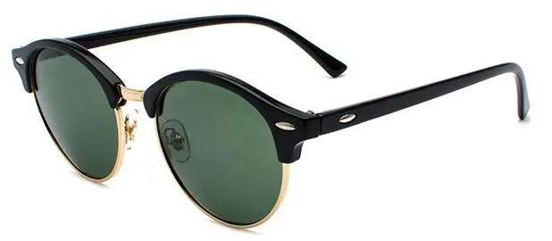 dark green Мужские солнцезащитные очки, поляризационные, модные, фирменный дизайн, для вождения, круглая оправа, солнцезащитные очки для женщин и мужчин, очки, покрытие, зеркальное покрытие, для женщин - Цвет линз: dark green