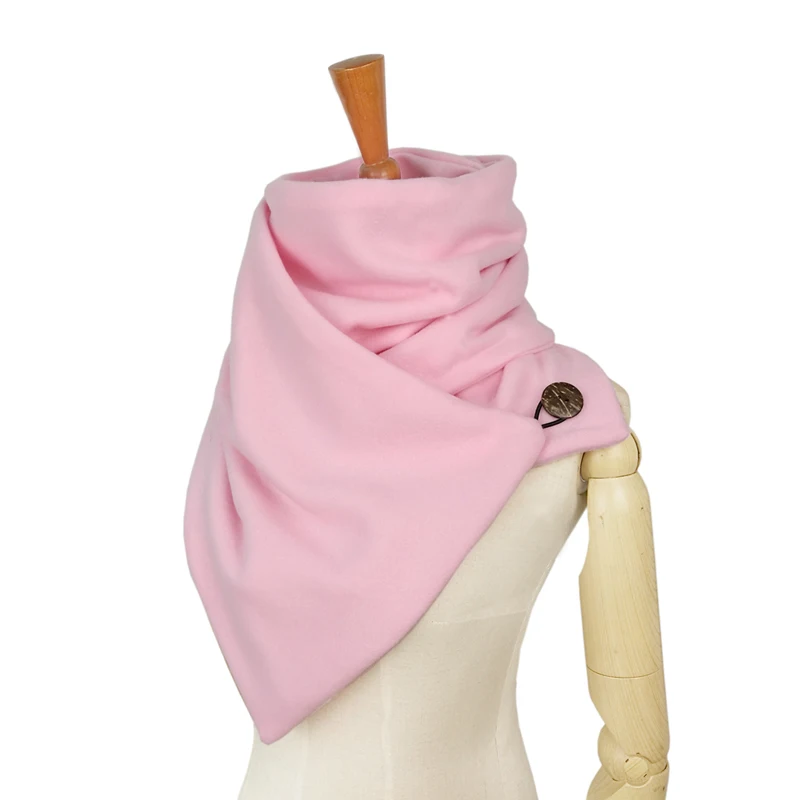 pink Шарф с капюшоном, шейный теплый шарф-хомут для женщин и мужчин, зимние модные шарфы и снуды с капюшоном, петля для пуговицы, кувертюр - Цвет: pink