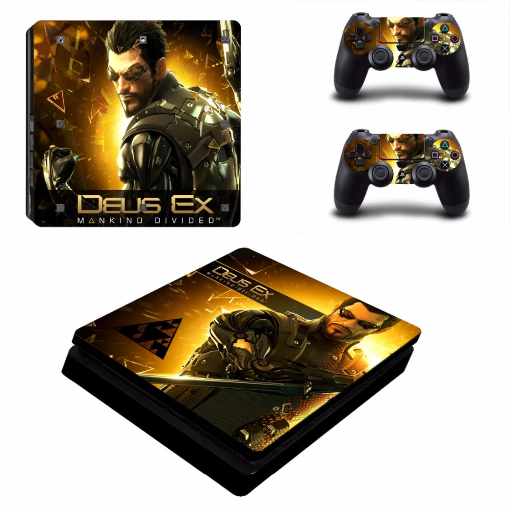 Deus Ex Mankind Divided PS4 Slim кожи Стикеры для Sony Игровые приставки 4 консоли и 2 Пульты ДУ для игровых приставок PS4 Slim кожи Стикеры наклейка виниловая