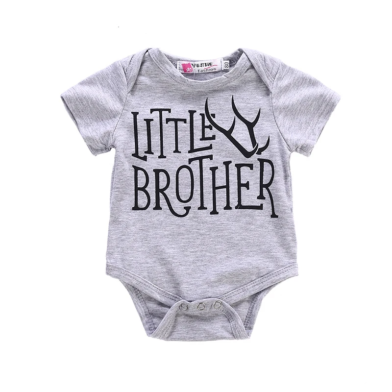 

Baby Boy Letter Print Grey Romper Infant Cotton Casual Printing T Shirt For Kids Summer Soft Outfits Toddler Clothes For Boys