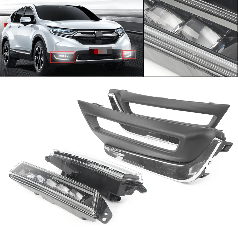 

5 LED High Power DRL Daytime Running Lights Fog Lamp Light For Honda CRV CR-V 2017 2018 DC 12V Auto Parts Accessories