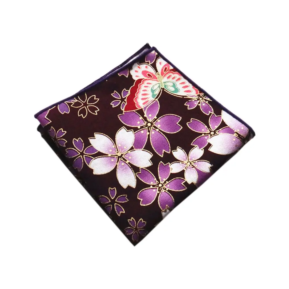 Ручная работа ткань японский стиль и ветер карман полотенце хлопок Атлас бронзовая Бабочка волны вишня цветок платок - Цвет: Серый