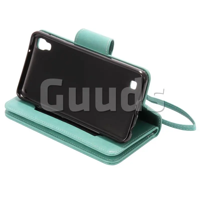 Embossing Cat Girl 9 Card Leather Wallet Case for LG X Power LS755 K220DS K220 US610 K450 - Green