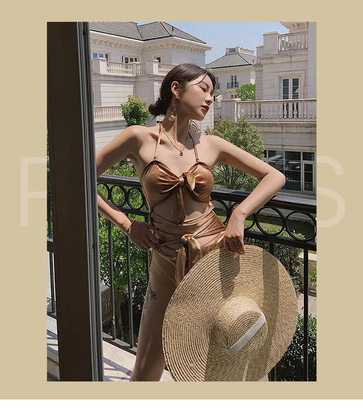 One-Piece Swimsuits Swimwear Bathing Suit Swimming For Women Swimsuit One Piece New Sexy Korean Split High Waistband Solid