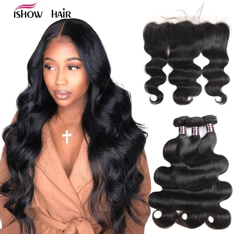 Ishow Body Wave Bundles With Frontal Human Hair Bundles With Closure