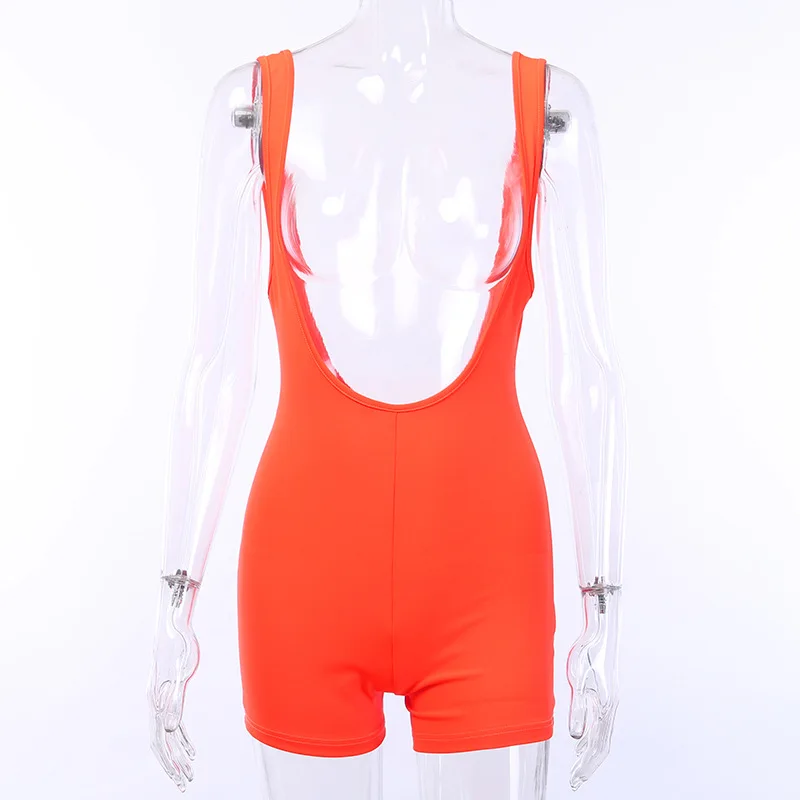 Hugcitar комбинезоны эластичные шорты неоновые оранжевые однотонные тонкие летние женские модные сексуальные шорты с высокой талией