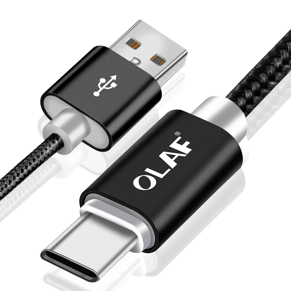 OLAF USB Type C Cable Fast Charging Smartphone Android Data Sync Transfer Charger Nylon Cord for Samsung Galaxy S9 S8+ Note 9 8