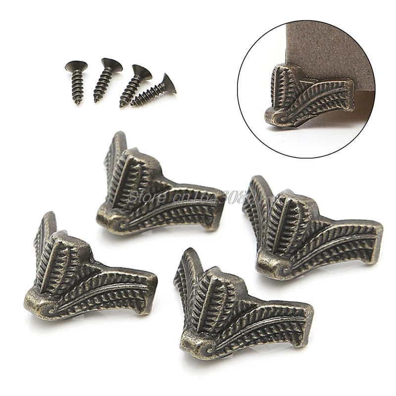 

4Pcs Vintage Jewelry Box Wooden Case Decorative Feet Leg Metal Corner Protector S08 Drop ship