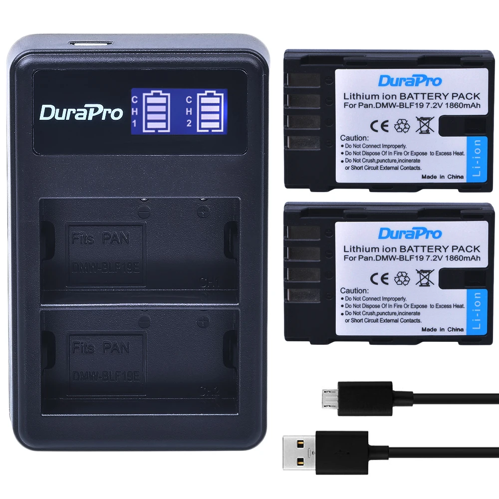 2 шт. DMW BLF19 литий ионная аккумуляторная батарея + LCD двойное зарядное устройство USB