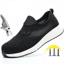 Женская и мужская защитная Рабочая обувь со стальным носом сетчатые легкие дышащие Светоотражающие повседневные кроссовки, предотвращающие пирсинг защитные ботинки