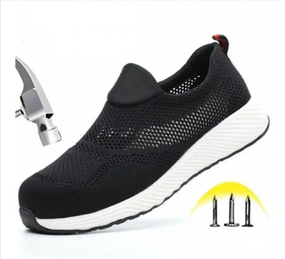 Women Men Steel Nose Safety Work Shoes grid Lightweight Breathable Reflective Casual Sneaker Prevent piercing Protective boots