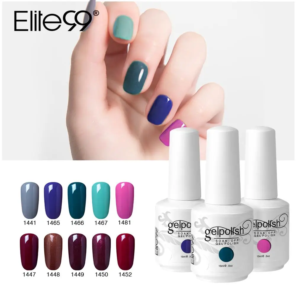 

Elite99 15ml Gel Varnish Soak Off UV Gel Nail Polish Nail Art Manicure Semi Permanent Nail Gel Polish Nails Lacquer 539 Colors