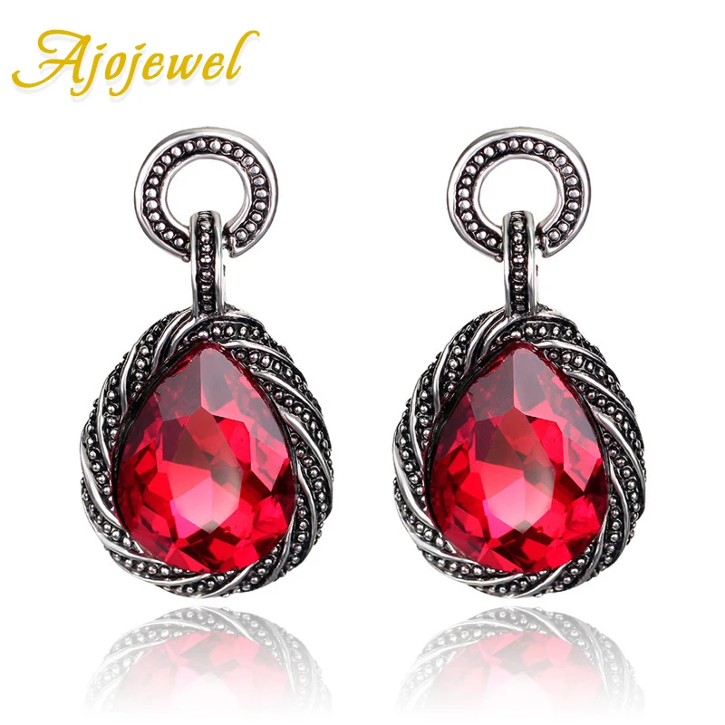 

Ajojewel Simple Fashion Water Drop Vintage Earrings Red Stone Retro Jewelry Wholesale