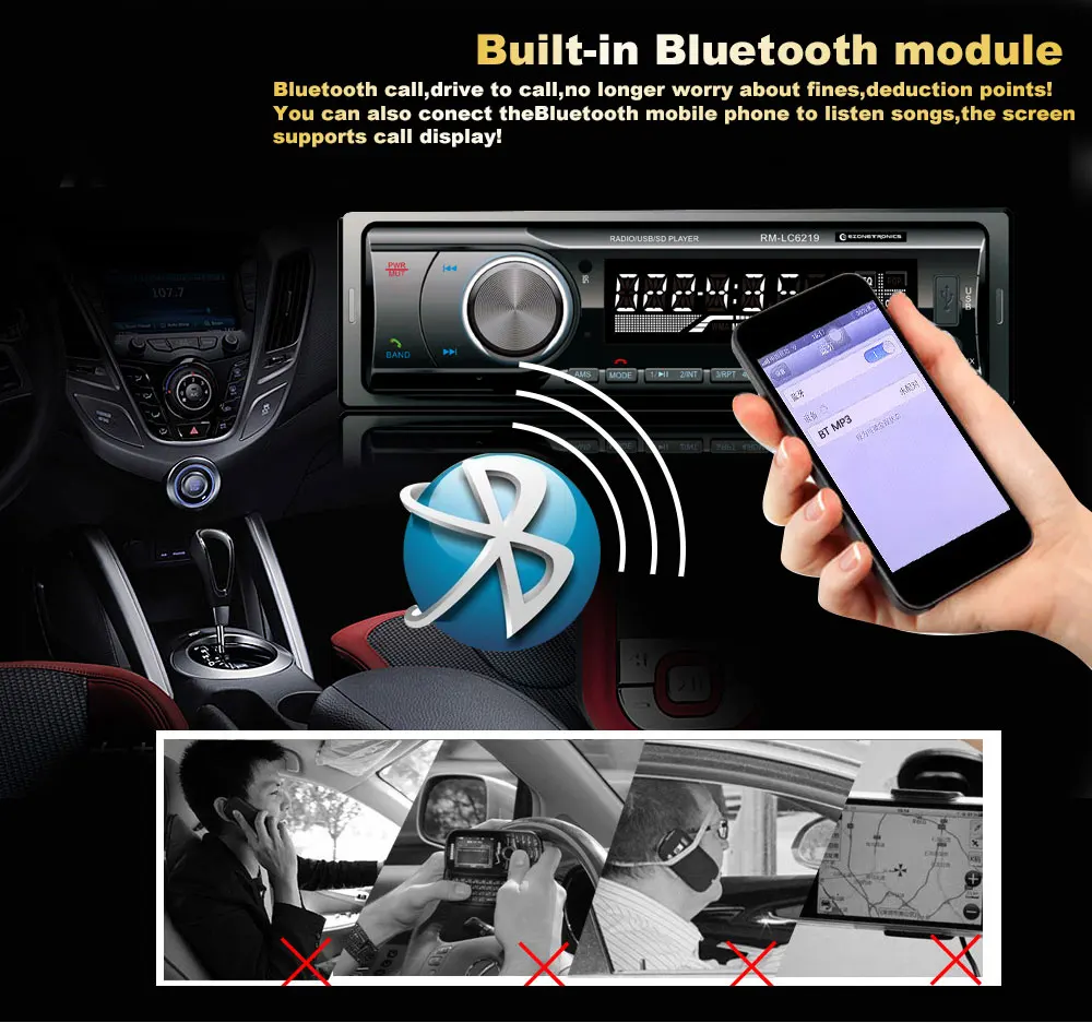 Автомобильный стерео Bluetooth аудио музыкальный MP3 плеер FM AM радио Aux вход приемник SD USB 4x45 Вт MP3 плеер Universal6219