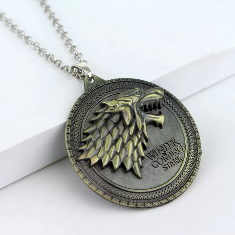 Hot Movie Necklaces Game of Thrones Necklace House Stark Winter Coming Vintage Wolf Necklaces Pendants Women Men Jewelry