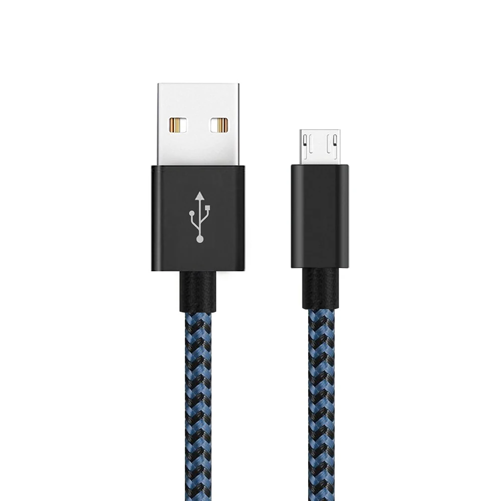 USB Micro usb зарядный кабель для samsung S7 usb кабель Gourde 2.4A нейлоновая оплетка Micro USB кабель для передачи данных зарядное устройство для huawei Xiaomi - Цвет: black blue