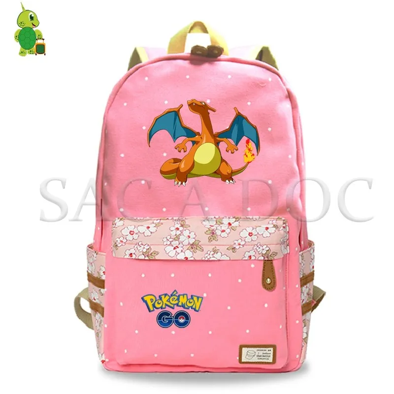Светящийся рюкзак с покемонами для девочек, школьные сумки с цветочным рисунком и волнами, Пикачу, генгар, напечатанные рюкзаки для ноутбука, дорожные сумки, повседневный рюкзак - Цвет: 27