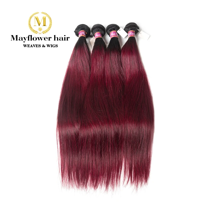 Mayflower эффектом деграде (переход от темного к 1B/99J малазийские прямые натуральные волосы не клубок 1/2/3/4 пучка от 12 "-26" Длина смеси Бесплатная