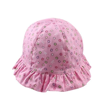 

Flower Baby Girls Hat Summer Sun Cap For Girls Cute Floral Print Baby Girls Cap Lace Up Kids Hat Baby Girl Clothing 1-3Y