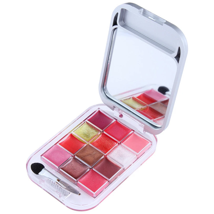 Тени для век 12 Цвет Косметика Make Up Palette с блеск для губ Brillant тени для век кисти зеркало(4