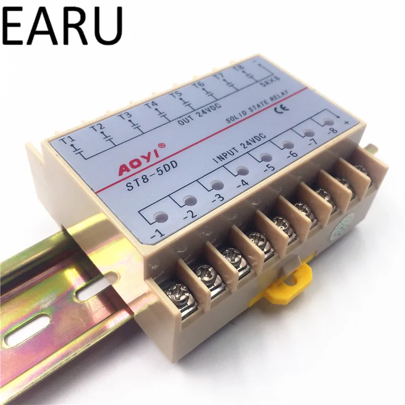 5DD 8 канальный din-рейку SSR восемь вход выход 24VDC Однофазный DC твердотельные реле 5A PLC модуль контроллера