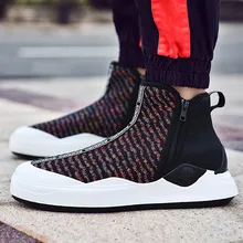 Прогулочная обувь для мальчиков, легкие дышащие, на молнии, с высоким верхом, мужские, на массивной платформе, Нескользящие, спортивные, Прогулочные кроссовки с противоскользящей подошвой, для мужчин 1818S