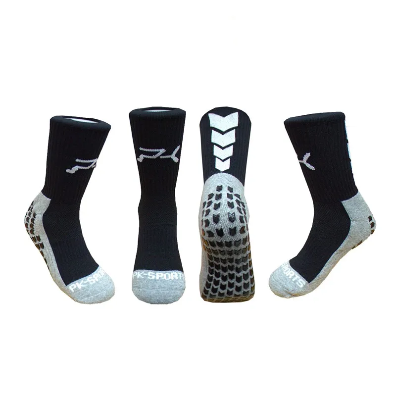 Носки мужские спортивные Нескользящие для Футбол Велоспорт Йога Бег Баскетбол лыжный Носки для девочек хлопок Для мужчин Для женщин Одежда высшего качества с резиновой в горошек носки с подогревом - Цвет: Черный