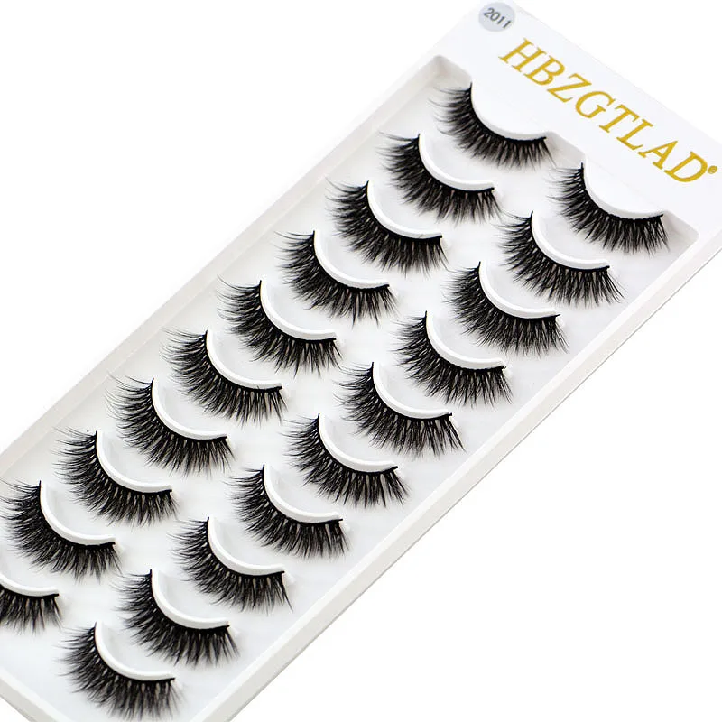 NEW 10 pairs Handmade 3d mink lashes short False Eyelashes Cross Messy Dense Natural Eye Lashes Stage Makeup False Eyelashes