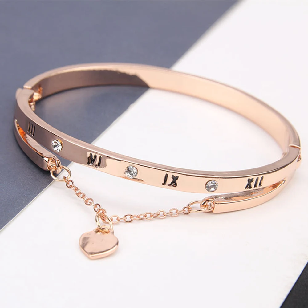 Luxury Famous Brand Jewelry Rose Gold Stainless Steel Bracelets & Bangles Female Heart Forever Love Charm Bracelet For Women