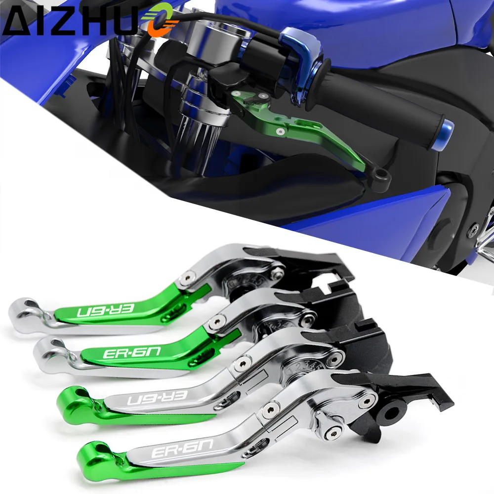 CNC For Kawasaki ER-6N ER6N 2006-2008 Motorcycle Aluminum Adjustable Folding Extendable Clutch Brake Levers ER-6N LOGO Lever