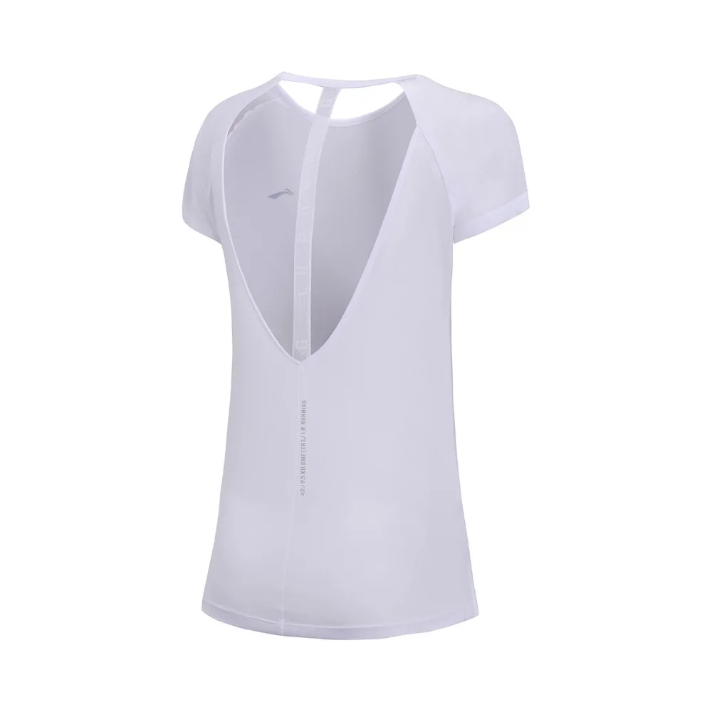 Li-Ning, женская футболка для бега, сухая, дышащая, полиэстер, обычная посадка, подкладка, для фитнеса, спортивные футболки, ATSN062, WTS1420