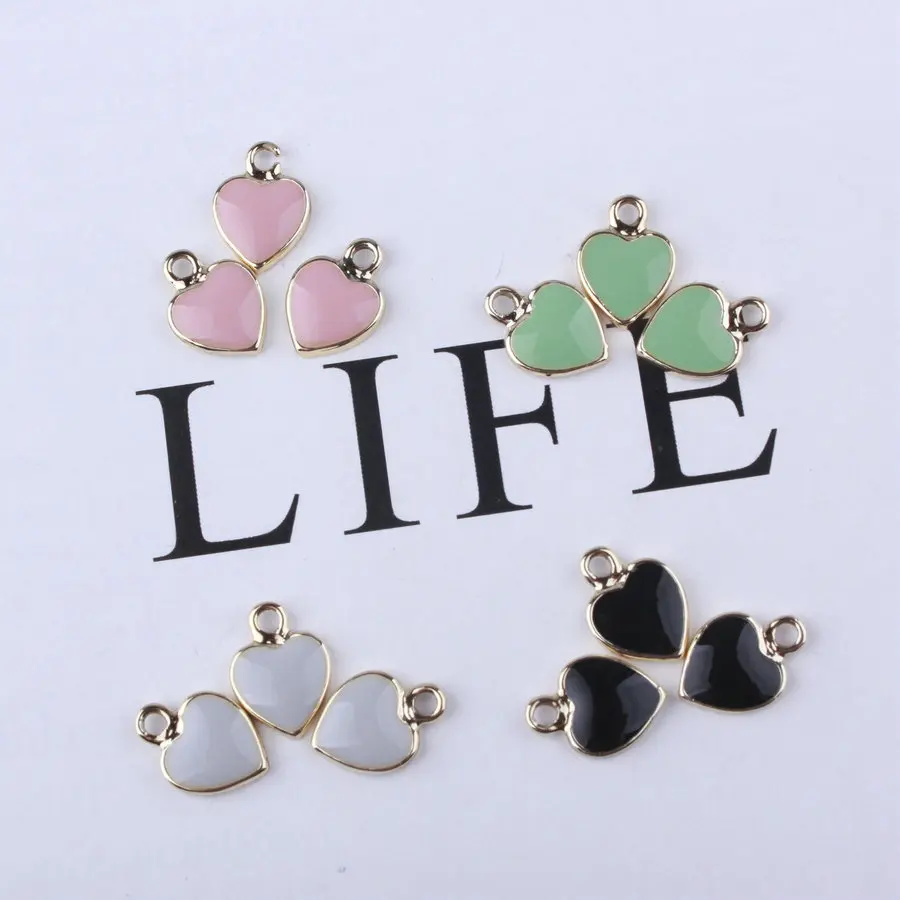 

50pcs 10*14mm cute small heart enamel Charms For earring drop oil drop heart tag for bracelet Jewelry DIY Accessories Pendant