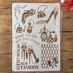 A4 Модные женские ботинки DIY Craft наслоения Трафареты живопись штампованная для скрапбукинга тиснильный альбом Бумага карты шаблон