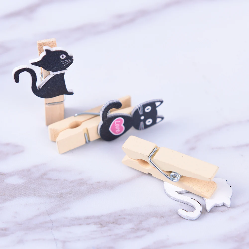 DIY Инструменты для студентов 10 шт./партия японские кошки деревянные клипсы с пеньковой веревкой мини клип Kawaii из древесной бумаги зажим для сумки