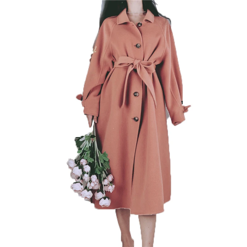 

Autumn Winter Coat Women Clothes 2018 Korean Elegant Wool Jacket Slim Vintage Long Double Side Woolen Coat Casaco Feminino ZT744