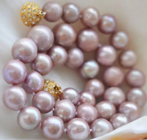 

Free shipping hot sale Women Bridal Wedding Jewelry >>8-9MM Genuine Lavender akoya cultured pearl necklace Magnet Clasp 17" A+06