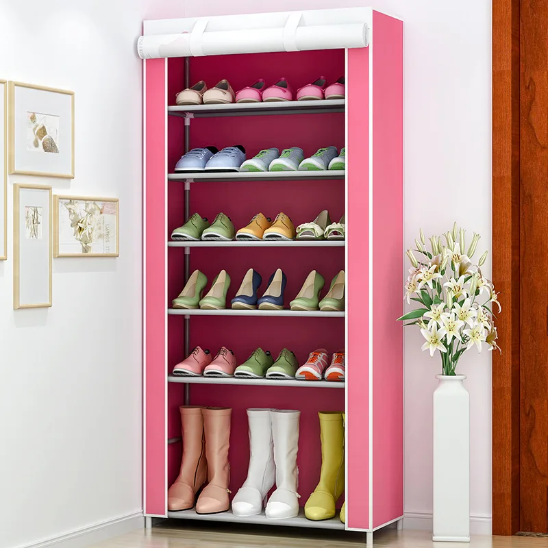 8 Tiers Creative Modern Shoe Closet Assembled Nonwoven Close Door Furniture Boxes Shoes Storage Hallway Standing Organizer Shelf