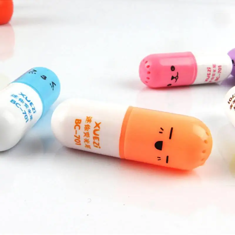 

Capsules Highlighter Vitamin Pill Highlight Marker Color Pens Stationery Office School Supplies Cute Highlight Pens 6Pcs/lot