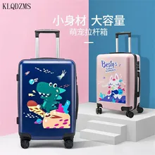 KLQDZMS 20 дюймов Детский чемодан для детей ABS прокатки багаж с колесом мультфильм носить на тележке чемодан