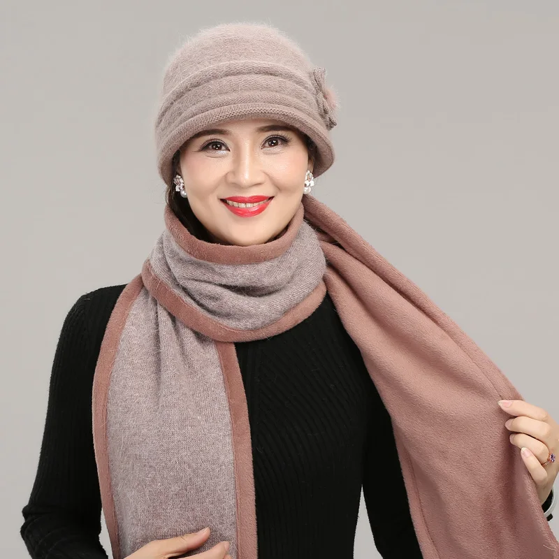 rabbit-hair-knitted-wool-cap-middle-aged-elderly-warm-plus-velvet-scarf-mothers-birthday-present-elegant-flower-ladies-hat-h7173