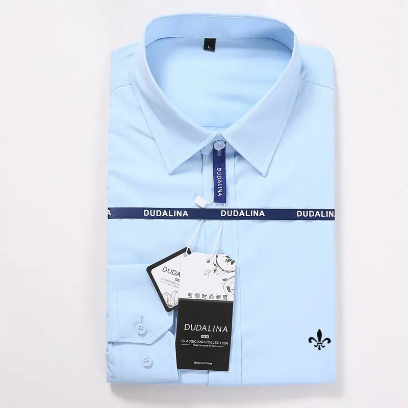 Homen Camisa Masculina Dudalina размера плюс мужские рубашки с длинным рукавом, стильный мужской социальная Masculina Стройное пригодное - Цвет: DCZ5618A-SKY BLUE