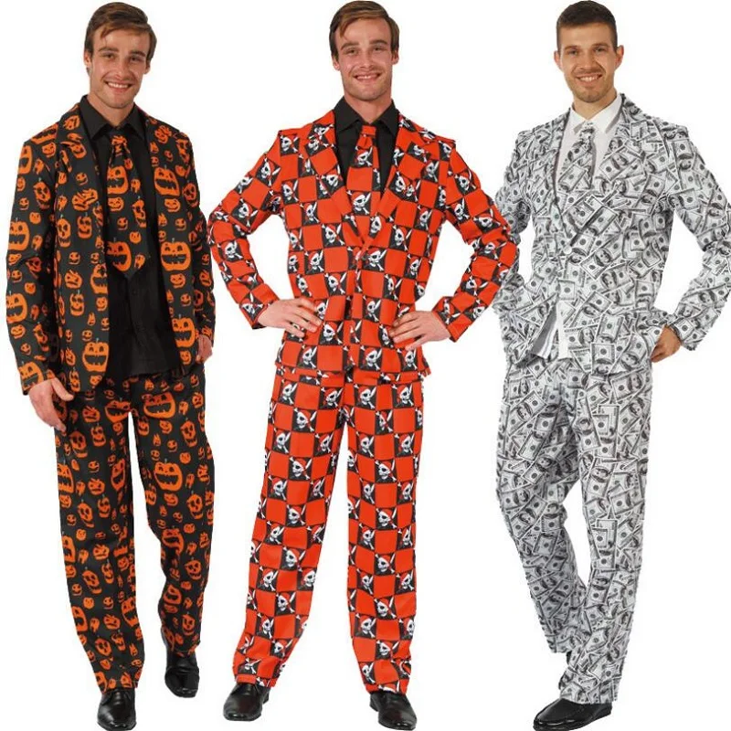

Free Shipping Halloween Skull Pumpkin Suit New Arrival Spring Summer Men's Suit in Masquerade Carnival Party Performance