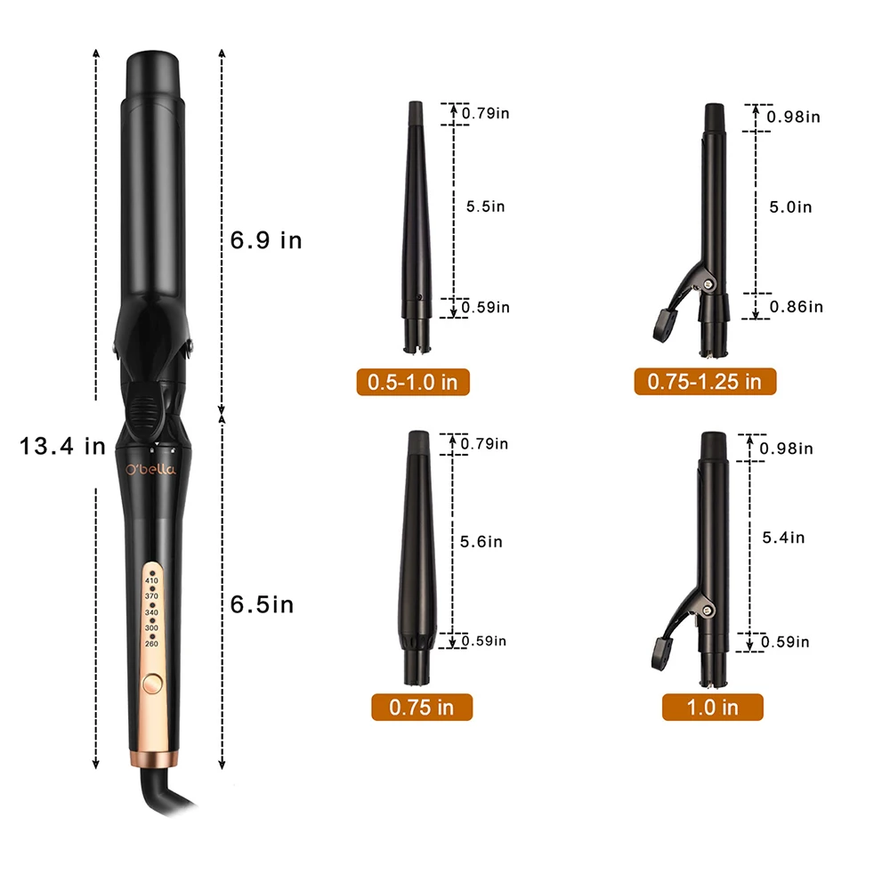 5 в 1 щипцы для завивки Палочка Набор Сменные бочки с керамическим турмалиновым покрытием 5 температурная установка 260-410 Фаренгейт