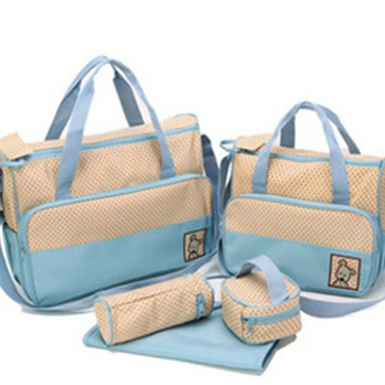 5 шт./компл. имеет большую сумку для подгузников детские пеленки сумки Прочный многофункциональные вместительные сумки Ёмкость подгузник детские сумки водонепроницаемые эко-сумки T0036 - Цвет: blue