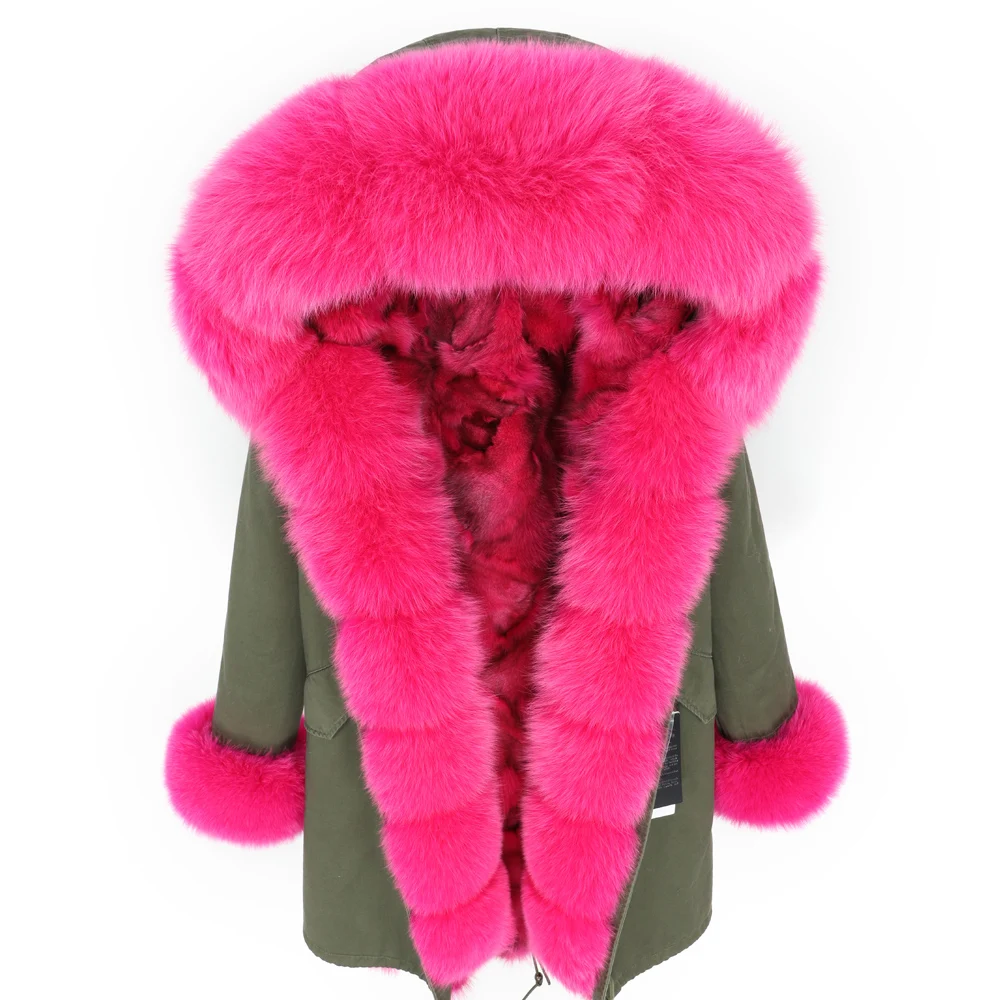 

MaoMaoKong2019 new fox fur lining Fox fur collar Winter wild women park jacket Long women's coat clothes
