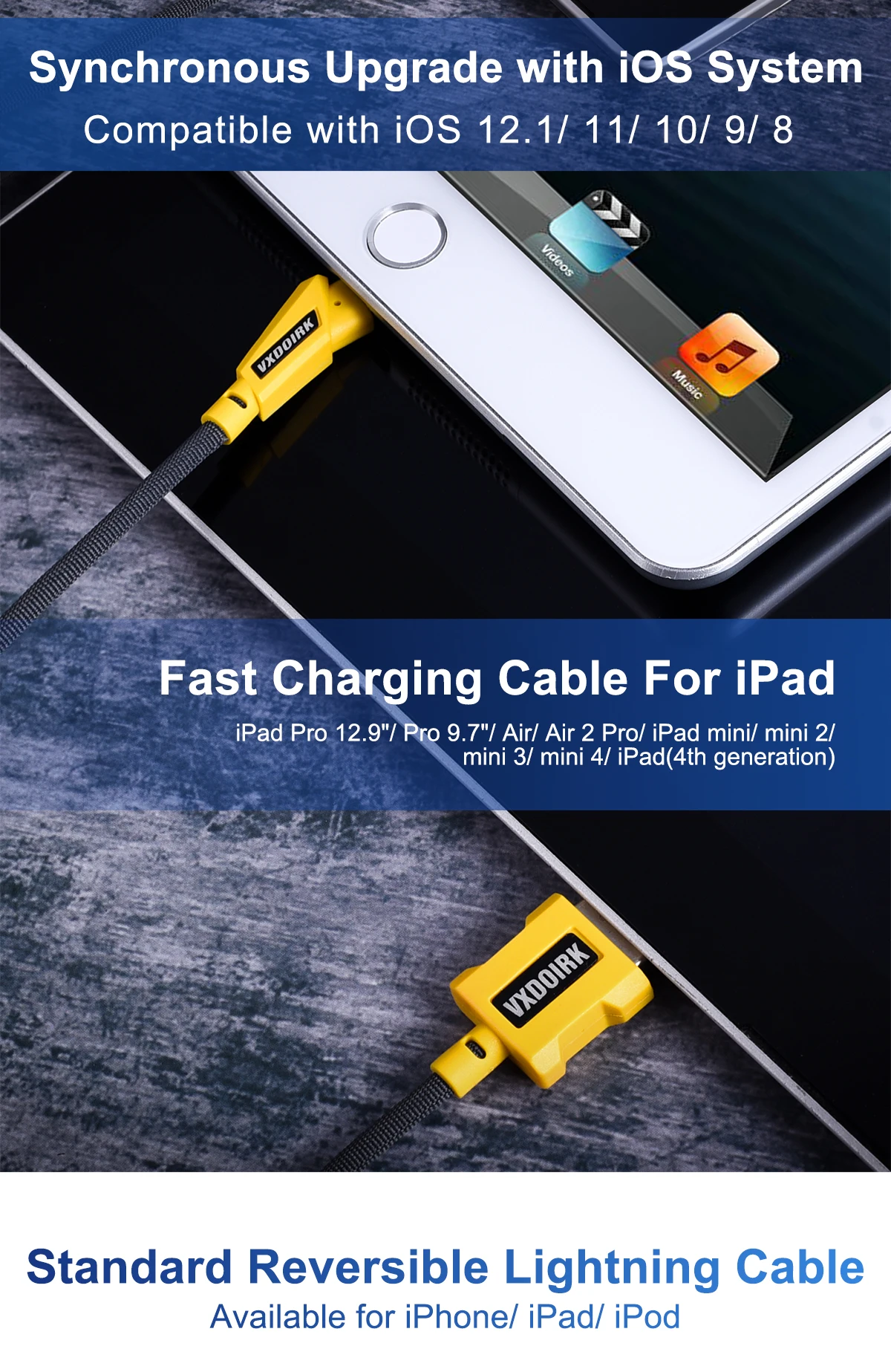 Vxdoirk MFi кабель USB для iPhone X Xs X Max XR 2.4A кабель для iPhone 8 7 6 Plus