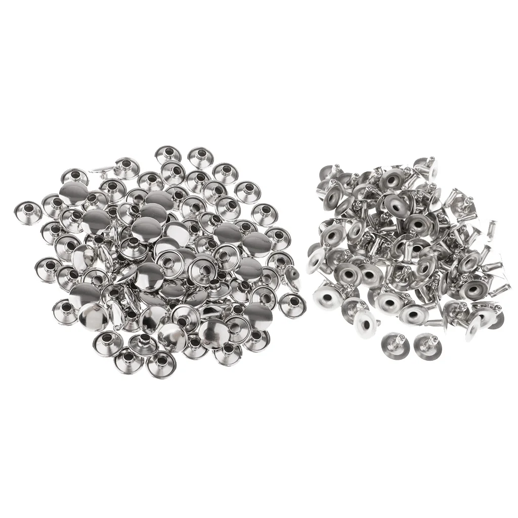 200pcs Single Cap Rivet Tubular Metal Leather Craft Repair Studs Punk Spikes 9x8mm 