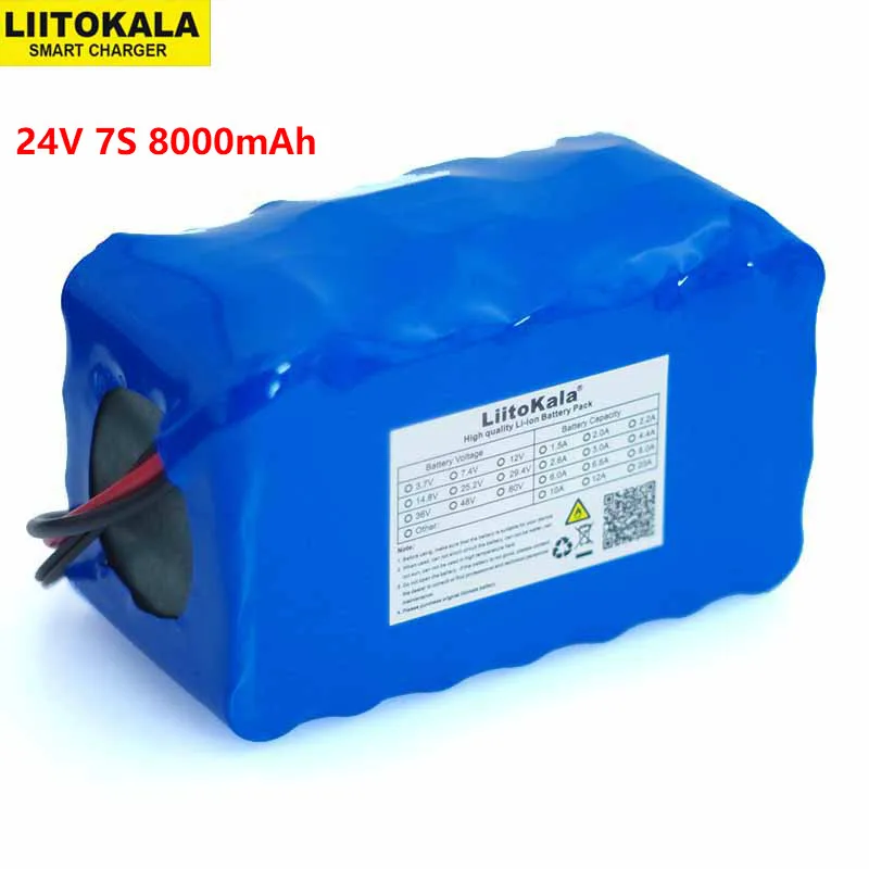 LiitoKala 24 V 7S4P 8000 mAh Высокая мощность 8AH 18650 литиевая батарея с BMS 29,4 V электрический велосипед электрическая Автомобильная Резервная мощность